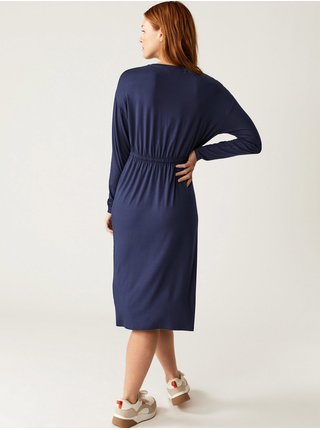 Tmavě modré dámské žerzejové midi šaty Marks & Spencer 