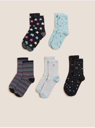 Sada pěti párů dámských barevných ponožek Marks & Spencer  