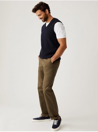 Chino nohavice pre mužov Marks & Spencer - kaki