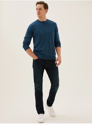 Tmavě modrý svetr z Merino vlny Marks & Spencer 