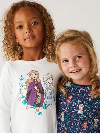 Sada dvou holčičích triček v tmavě modré a bílé barvě Marks & Spencer Disney Ledové království™