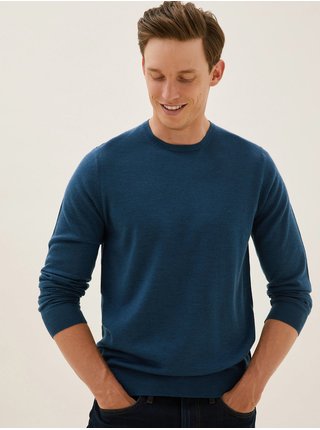 Tmavě modrý svetr z Merino vlny Marks & Spencer 