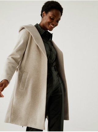 Světle hnědý dámský lehký kabát s kapucí Marks & Spencer