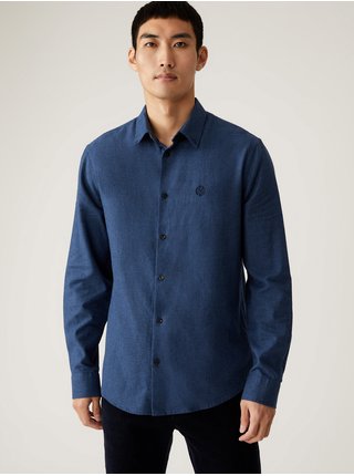 Tmavě modrá pánská svrchní košile bavlny Marks & Spencer
