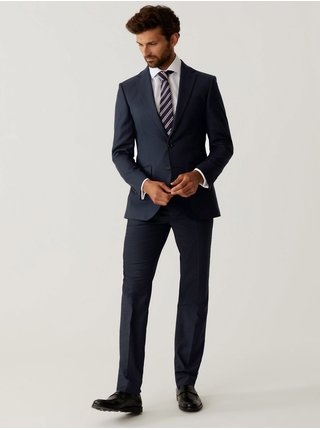 Formálne nohavice pre mužov Marks & Spencer - tmavomodrá