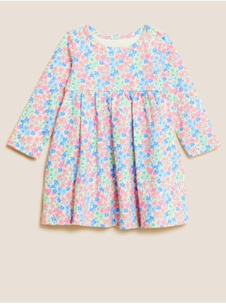 Růžovo-modré holčičí květované šaty Marks & Spencer 