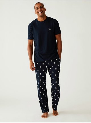 Tmavě modré pánské vzorované pyžamo Marks & Spencer
