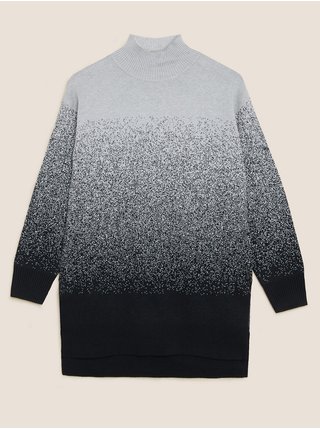 Bílo-šedý dámský ombré svetr se stojáčkem Marks & Spencer 