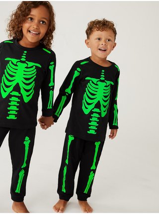 Zeleno-černé dětské svítící pyžamo Marks & Spencer 