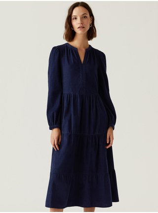 Tmavě modré dámské midi šaty Marks & Spencer 