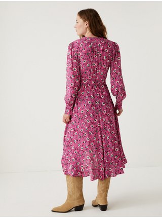 Růžové dámské květované midaxi šaty Marks & Spencer