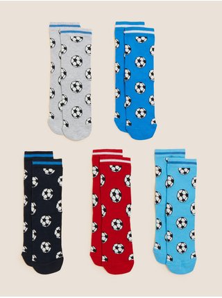 Sada pěti párů klučičích barevných vzorovaných ponožek Marks & Spencer 