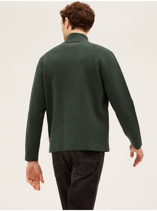 Zelený pánský pletený kardigan Marks & Spencer  