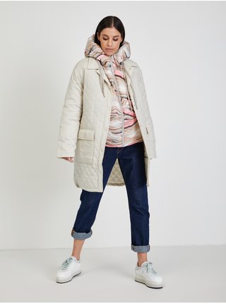 Růžovo-béžová dámská vzorovaná zimní prošívaná bunda Tom Tailor Denim