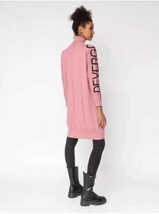 Růžové dámské svetrové šaty s rolákem Devergo