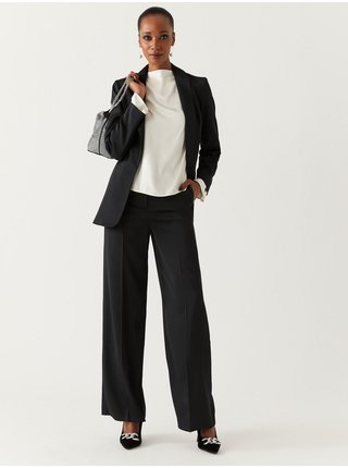 Černé dámské saténové kalhoty se širokými nohavicemi Marks & Spencer 