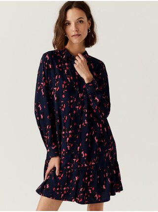 Tmavě modré dámské vzorované košilové šaty Marks & Spencer 