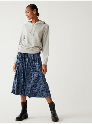 Černo-modrá dámská vzorovaná midi sukně Marks & Spencer 