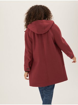 Červený dámsky kabát s kapucňou Marks & Spencer