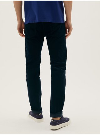 Tmavě modré pánské manšestrové kalhoty Marks & Spencer 