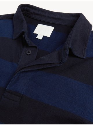 Tmavě modré pánské pruhované polo tričko Marks & Spencer 