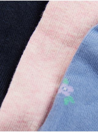 Sada tří kusů holčičích punčochových kalhot v světle modré, růžové a tmavě modré barvě Marks & Spencer