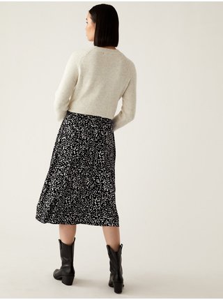 Černo-bílá dámská vzorovaná žerzejová midi sukně Marks & Spencer