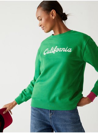 Zelená dámská mikina s nápisem California Marks & Spencer 