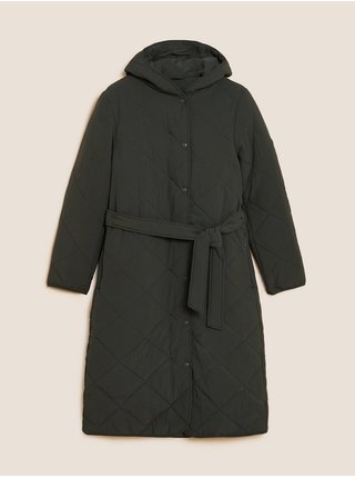 Tmavě zelený dámský prošívaný kabát s technologií Stormwear™ Marks & Spencer 