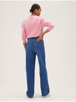 Modré dámské široké džíny s vysokým pasem Marks & Spencer