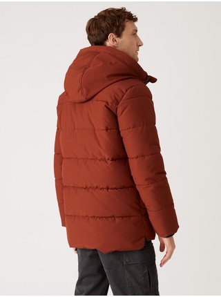Hnědá pánská prošívaná zimní bunda s kapucí a technologií Thermowarmth™ Marks & Spencer