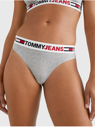 Světle šedá dámská žíhaná tanga Tommy Jeans