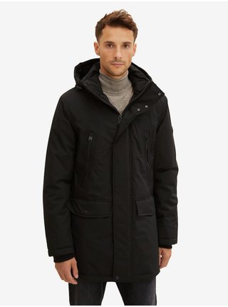 Čierna pánska zimná bunda s kapucňou Tom Tailor