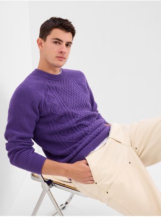 Fialový pánsky vzorovaný sveter s prímesou vlny GAP