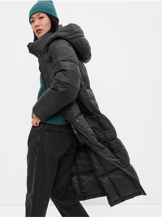 Čierny dámsky dlhý prešívaný kabát GAP
