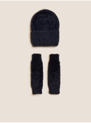 Sada dámské čepice a rukavic v tmavě modré barvě Marks & Spencer
