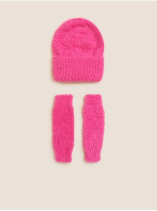 Sada dámské čepice a rukavic v růžové barvě Marks & Spencer