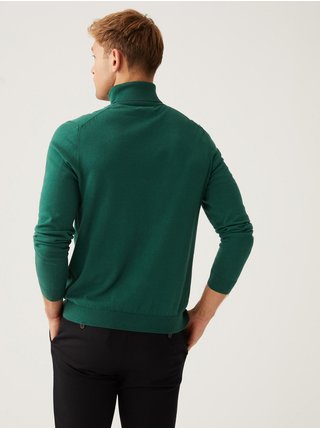 Tmavě zelený pánský svetr Marks & Spencer  