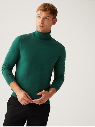 Tmavě zelený pánský svetr Marks & Spencer  
