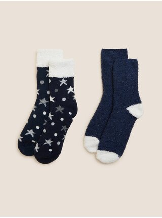 Ponožky pre ženy Marks & Spencer - tmavomodrá, biela