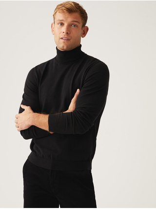 Černý pánský basic svetr s rolákem Marks & Spencer