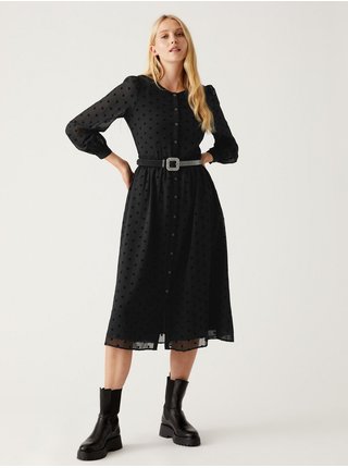 Černé dámské puntíkované šaty Marks & Spencer 