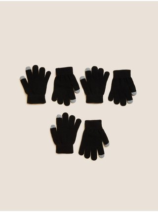 Sada tří párů dětských rukavic v černé barvě Marks & Spencer  
