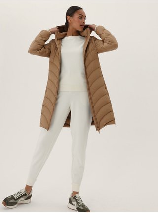 Světle hnědý dámský zimní prošívaný péřový kabát Marks & Spencer 
