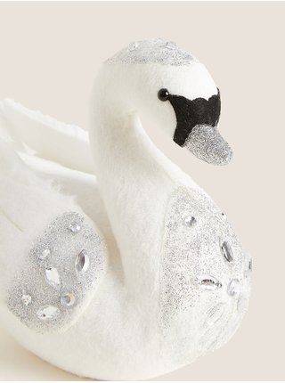 Pokojová dekorace ve tvaru labutě v stříbrné barvě Marks & Spencer 