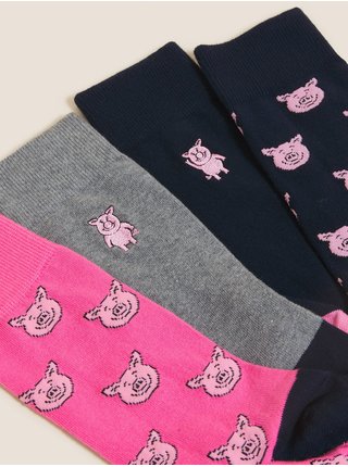 Ponožky pre mužov Marks & Spencer - ružová, sivá, čierna