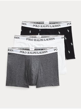 Sada tří pánských boxerek v černé, bílé a šedé barvě POLO Ralph Lauren