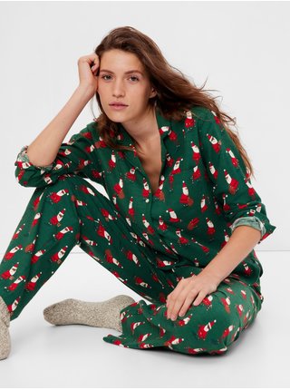Tmavozelené dámske pyžamo s vianočným motívom GAP