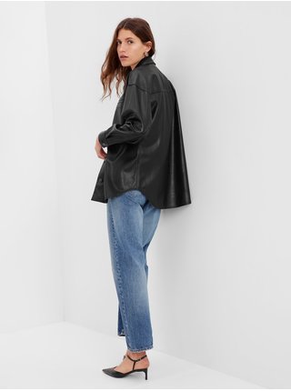 Černá dámská koženková košilová bunda GAP