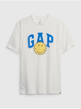 Bílé pánské bavlněné tričko s potiskem GAP & Smiley® 